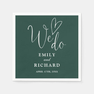 We doen Script Love Heart Emerald Green Wedding Servet