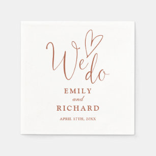We doen Script Love Heart Terracotta bruiloft Servet
