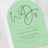 We doen Script QR Code Celadon Green Wedding Arch Kaart