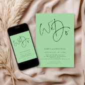 We doen Script QR Code Celadon Green Wedding Kaart