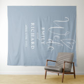 We doen stoffige blauwe bruiloft foto achtergrond wandkleed (In Situ (horizontaal))