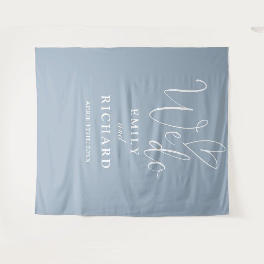 We doen stoffige blauwe bruiloft foto achtergrond wandkleed (Voorkant (horizontaal))