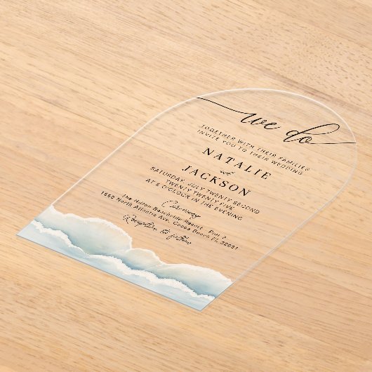 We doen strandbruiloft acryl uitnodiging met oceaa (Laagn)