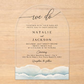 We doen strandbruiloft acryl uitnodiging met oceaa (Voorkant)