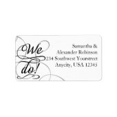 We doen, Swirly zwart-wit bruiloft Etiket (Voorkant)