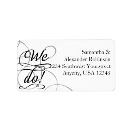 We doen, Swirly zwart-wit bruiloft Etiket