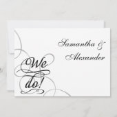 We doen, Swirly zwart-wit bruiloft Kaart (Achterkant)