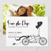 We doen tandem fiets foto opslaan van de datum save the date (Voorkant / Achterkant)