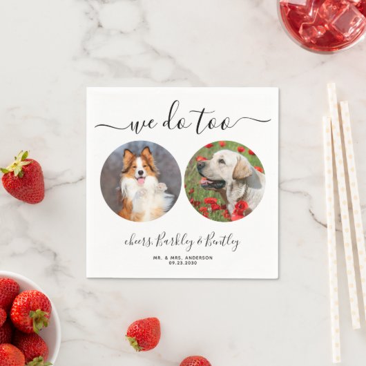 We doen te gepersonaliseerde 2 foto hond bruiloft servet (Insitu)
