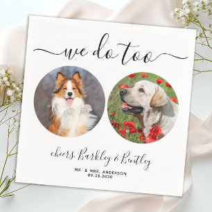We doen te gepersonaliseerde 2 foto hond bruiloft servet