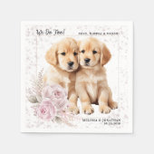 We doen te gouden retriever roze bloemige hond bru servet (Voorkant)