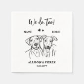 We doen te hond Schattige 2 honden tekenen bruilof Servet (Voorkant)