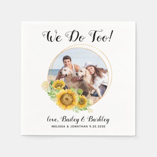 We doen te zonnebloem, op maat gesneden fotowedden servet (Voorkant)