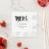 We doen te zwart-wit hond gepersonaliseerde servet (Insitu)