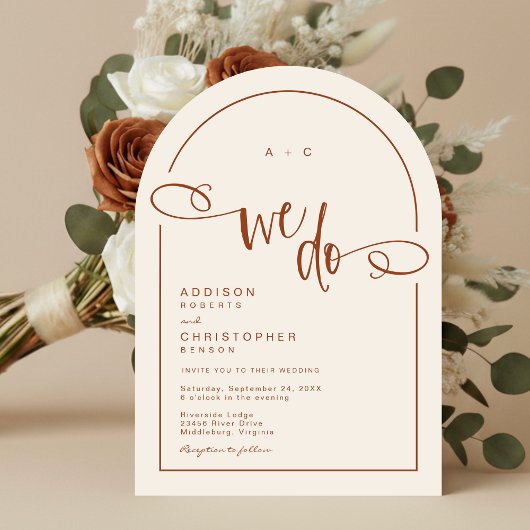 We doen Terracotta Modern Script Wedding Kaart