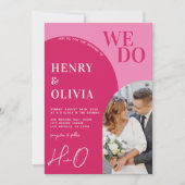 We doen vet roze magenta boog foto bruiloft kaart (Voorkant)