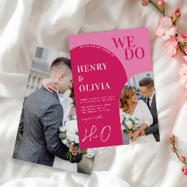 We doen vet roze magenta boog foto bruiloft kaart