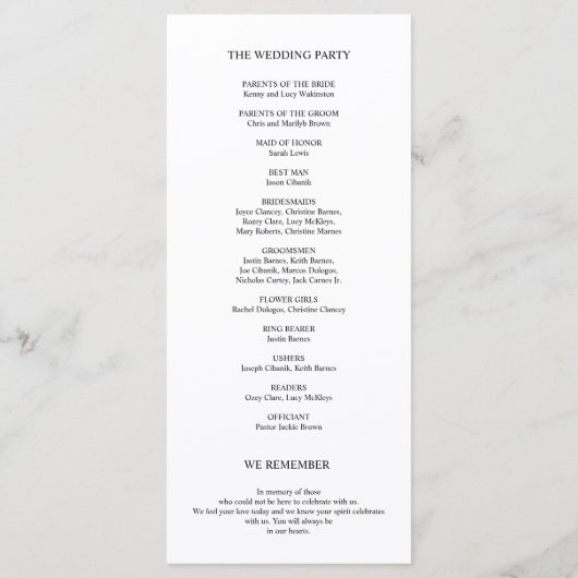 We doen Wedding programma kaart in kalligrafie the (Achterkant)