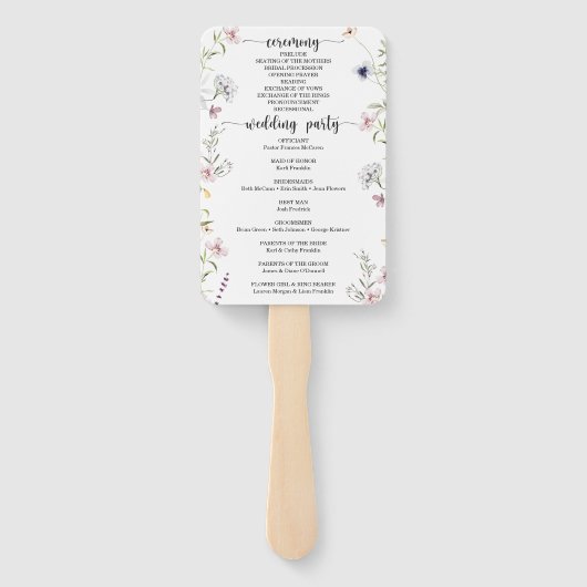 We doen Whimsical Wildflower Wedding Program Handwaaier (Achterkant)