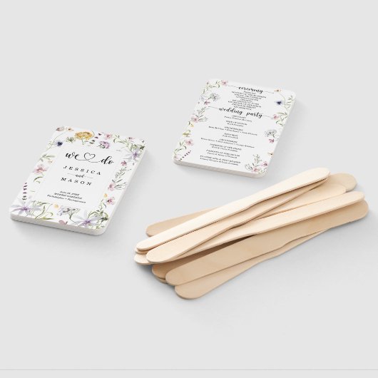 We doen Whimsical Wildflower Wedding Program Handwaaier (Niet-gemonteerd)