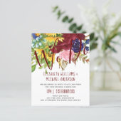 WE DOEN Zonnebloemen Burgundy Blue Wedding Invites (Staand voorkant)
