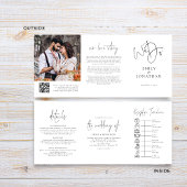 We doen zwart wit foto QR code tijdlijn bruiloft Drieluik Uitnodiging