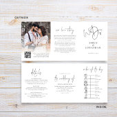 We doen zwart wit foto QR code tijdlijn bruiloft Drieluik Uitnodiging