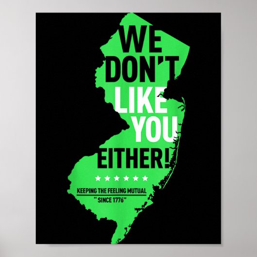 We Don't Like You Either New Jersey New York Rival Poster (Voorkant)