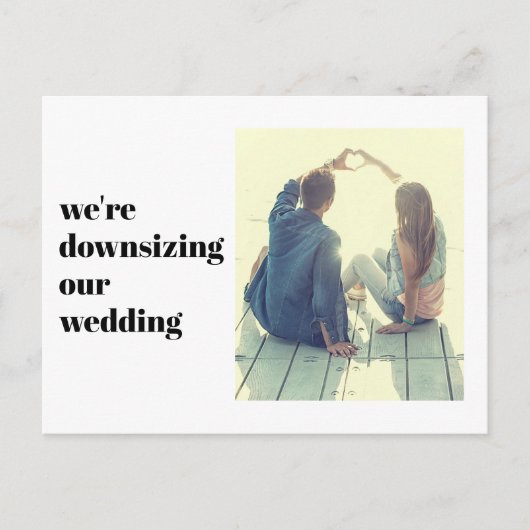 We downsizing Our Wedding Photo Modern Aankondigingskaart (Voorkant)
