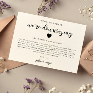 We downsizing Wedding Update minimalist Aankondiging
