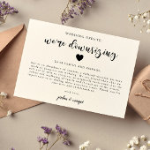 We downsizing Wedding Update minimalist Aankondiging