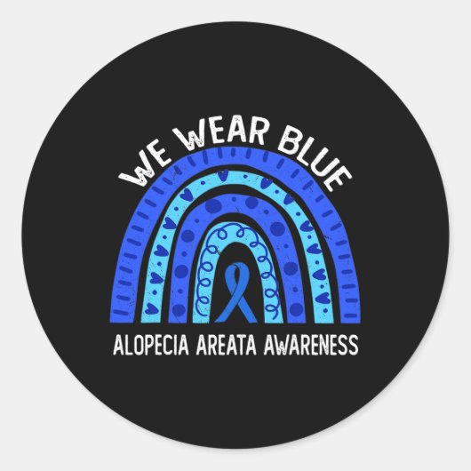 We Draag blauw voor alopecia Areateness Ronde Sticker (Voorkant)