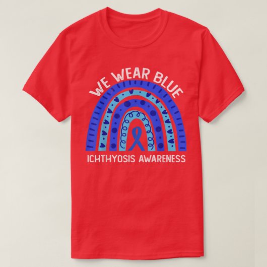 We Draag Blauw voor Ichthyosis Bewustheid T-shirt (Design voorkant)