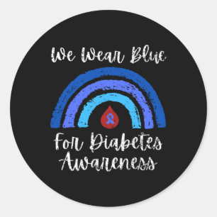We Draag blauw voor Type One Diabetes Awareness Mo Ronde Sticker