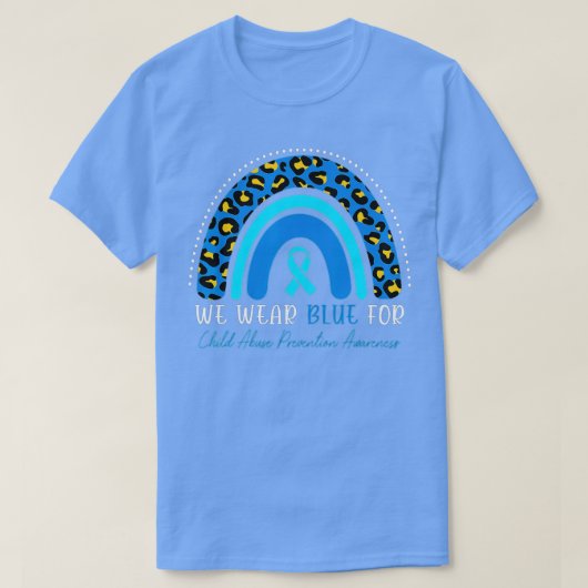 We Draag Blauwe Kindermisbruikpreventie Maandag T-shirt (Design voorkant)