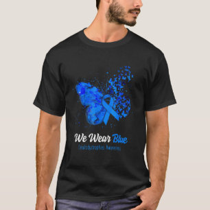 We Draag blauwe leukodystrofieën bewustzijn vlinde T-shirt