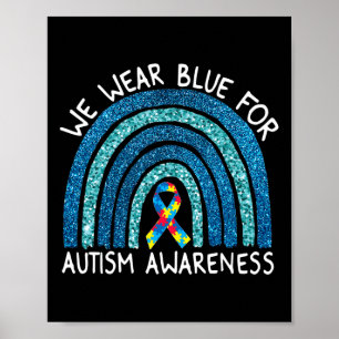 We Draag blauwe regenboog voor autisme Poster