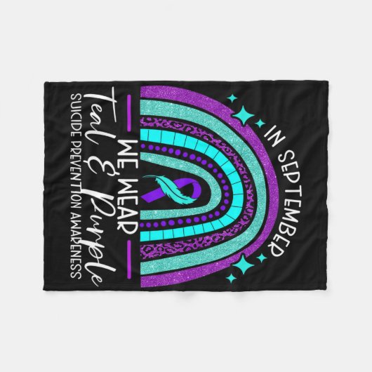We Draag Blauwgroen en Paarse zelfmoordpreventie-b Fleece Deken (Voorkant (Horizontaal))