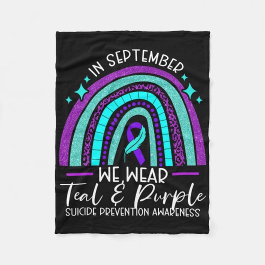 We Draag Blauwgroen en Paarse zelfmoordpreventie-b Fleece Deken (Voorkant)