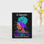 We Draag Blauwgroen Paarse zelfmoordpreventie Bewu Kaart (Gele Bloem)