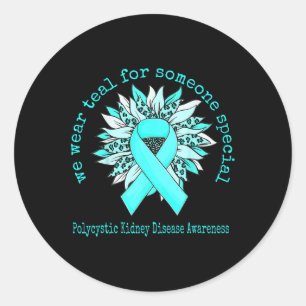 We Draag Blauwgroen polycysteus nierziektebewustzi Ronde Sticker