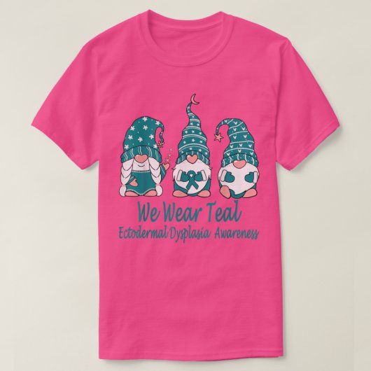We Draag Blauwgroen voor ectodermale dysplasie T-shirt (Design voorkant)