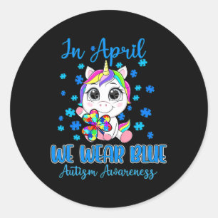 We Draag Blue Puzzle Pineersels Shamrock Unicorn A Ronde Sticker