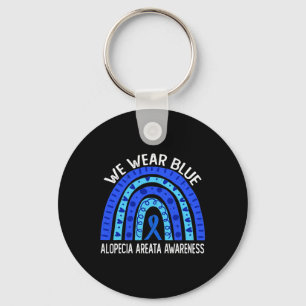 We Draag Blue Rainbow voor Alopecia Areata bewustz Sleutelhanger