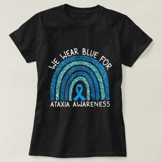 We Draag Blue voor Ataxia Awareness Rainbow Gift T T-shirt (Design voorkant)