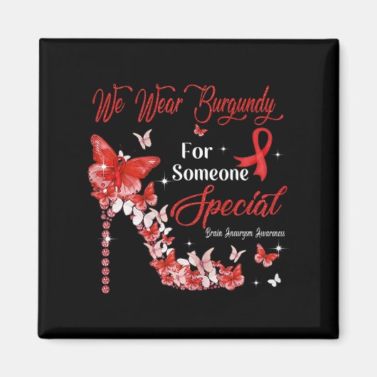 We Draag Burgundy Butterflies Brain Aneurysm Aware Magneet (Voorkant)