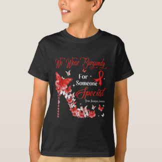 We Draag Burgundy Butterflies Brain Aneurysm Aware T-shirt