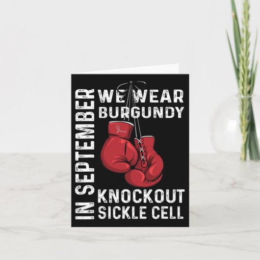 We Draag Burgundy Knockout sikkelcelanemie Aware Kaart (Voorkant)