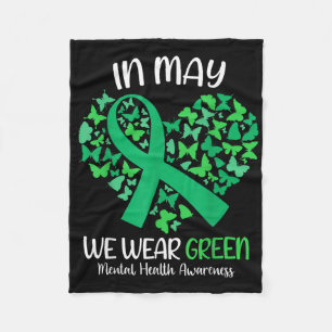 We Draag een groene steunknop voor geestelijke gez Fleece Deken