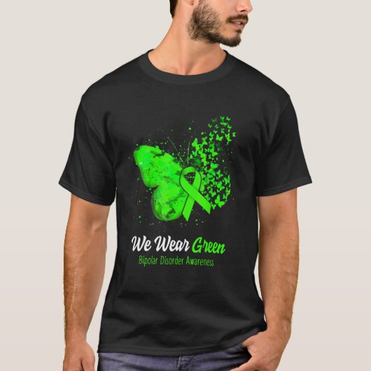 We Draag een groene vlinder die zich bewust is van T-shirt (Voorkant)